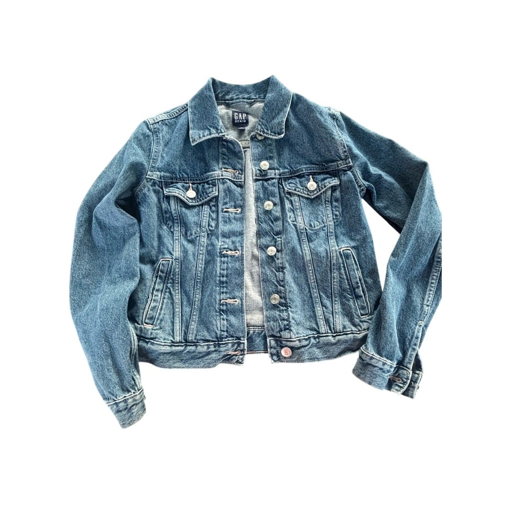 Vintage GAP Classic Blue Mid-Wash Denim Trucker Jacket Y2K Women's XS Y2K